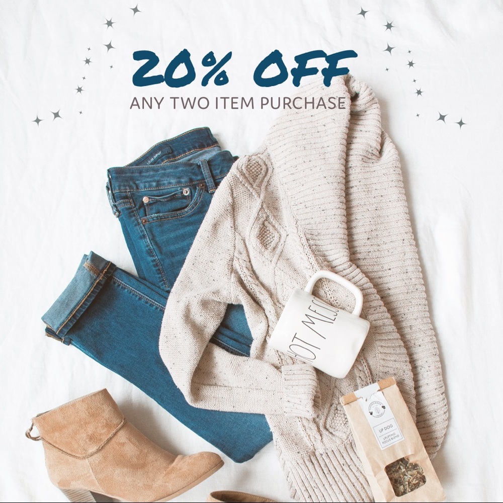 20% off when you buy 2 items!! Make me offers😃